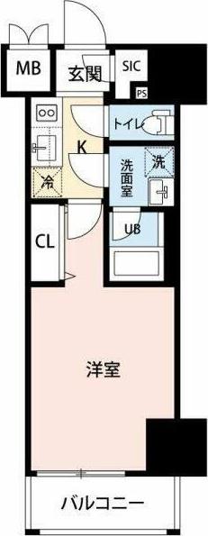 LUNIQ新御徒町Ⅰ(1K/2階)の間取り写真