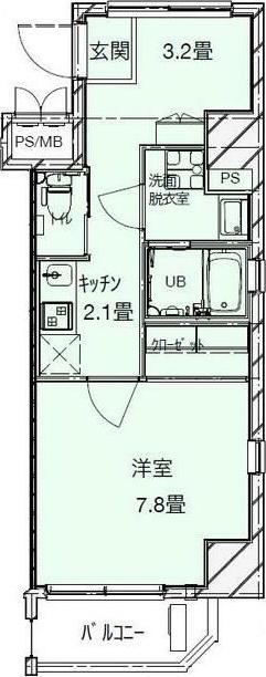 ブルークレール(1DK/7階)の間取り写真
