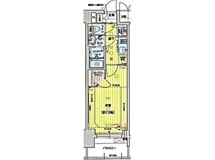 プレサンス栄ライズ(1K/2階)の間取り写真