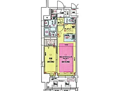 プレサンス名古屋グロウ(1LDK/8階)の間取り写真