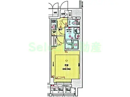 プレサンス池下トレス(1K/3階)の間取り写真