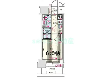 プレサンス丸の内アドブル(1K/2階)の間取り写真