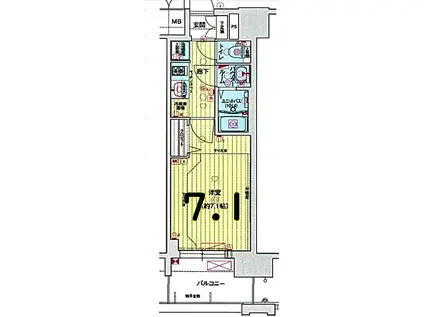 プレサンスTHE栄(1K/13階)の間取り写真
