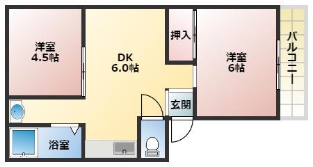 喜美マンション(2DK/3階)の間取り写真