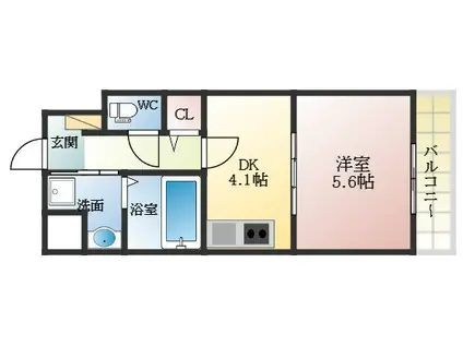 アベニュー岡(1DK/3階)の間取り写真