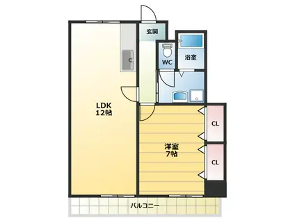 岡本ビル(1LDK/3階)の間取り写真
