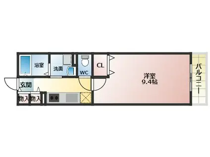 クレールコート(1K/2階)の間取り写真