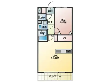 セレーナ(1LDK/1階)の間取り写真