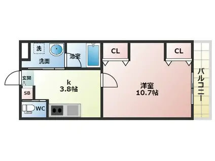 ステラウッド惣社Ⅰ(1K/2階)の間取り写真