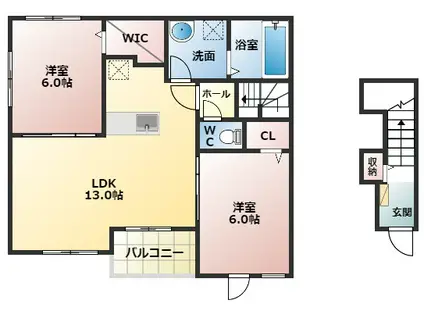 セレーノ大井(2LDK/2階)の間取り写真