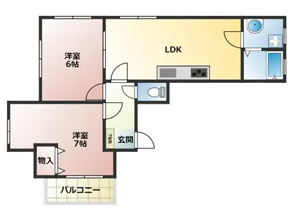エムズ ノースヒル(2LDK/2階)の間取り写真