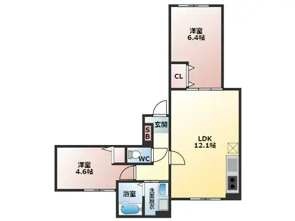 フェリーチェベレーザ(2LDK/2階)の間取り写真