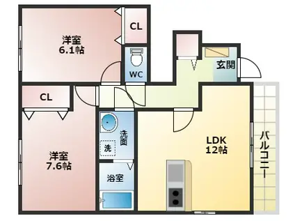 リバティベル(2LDK/1階)の間取り写真