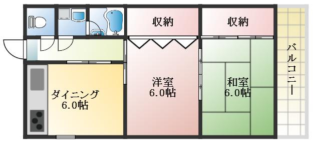 ルビナスマンション(2DK/3階)の間取り写真