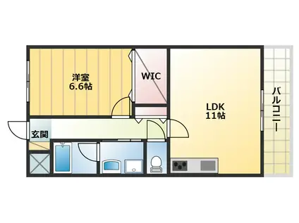 メルヴェーユ藤井寺(1LDK/2階)の間取り写真
