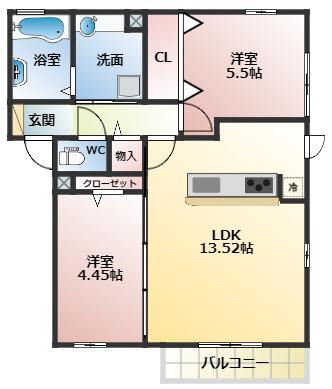 ケイズコート(2LDK/2階)の間取り写真