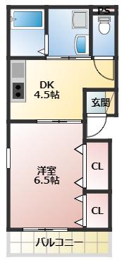 KUKULU北岡(1DK/2階)の間取り写真
