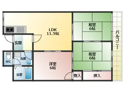 ドリーム松村壱番館(3LDK/1階)の間取り写真