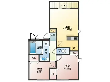 レジデンス平野(2LDK/3階)の間取り写真