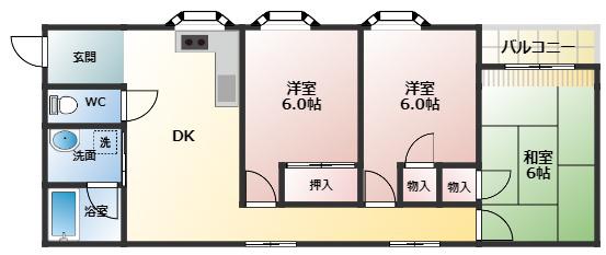 ハイツ四季(3DK/2階)の間取り写真