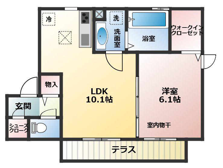 サンハイム安堂(1LDK/1階)の間取り写真