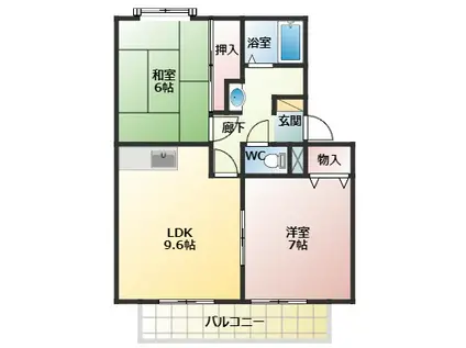 サンビレッジOKUNO A(2LDK/1階)の間取り写真