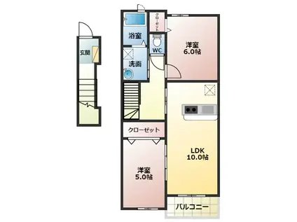 グリーンヴィラⅡ(2LDK/2階)の間取り写真