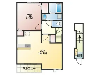 カーサアリエッタ(1LDK/2階)の間取り写真