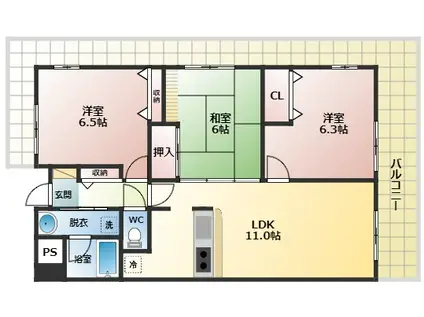 ルキア国分(3LDK/3階)の間取り写真