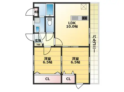 グランルージュ(2LDK/1階)の間取り写真