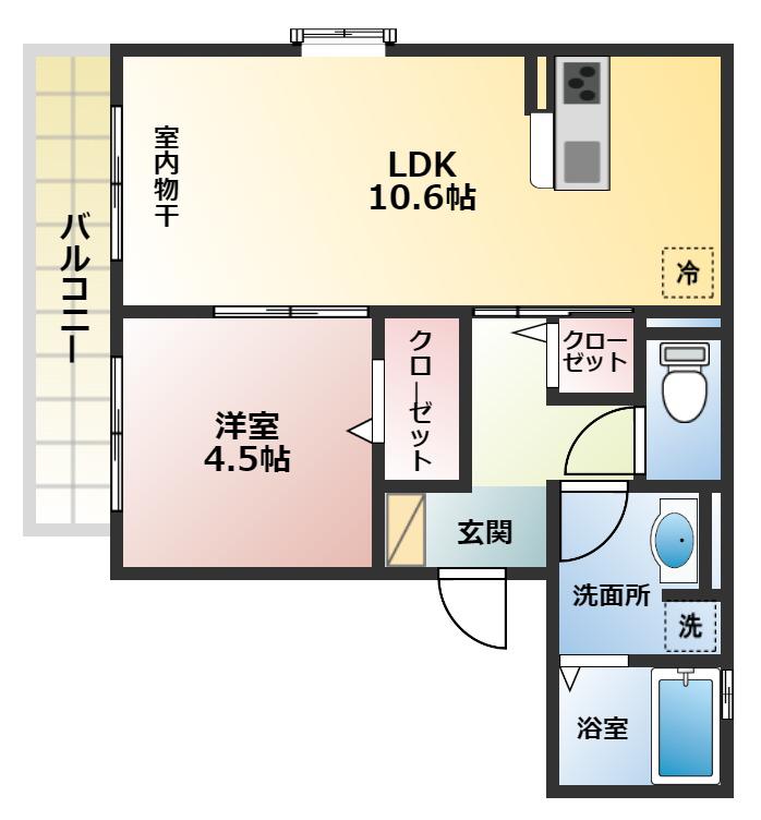 RE COURT STELLA(1LDK/2階)の間取り写真