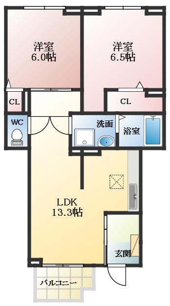 スマート ハズ(2LDK/1階)の間取り写真