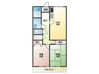 グリーンコート川西(2LDK/2階)の間取り写真