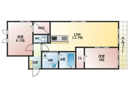 レスぺランス向陽台(2LDK/2階)の間取り写真