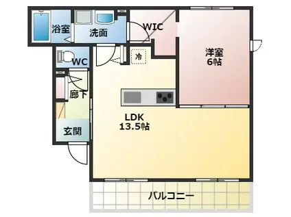 LN藤沢台(1LDK/1階)の間取り写真