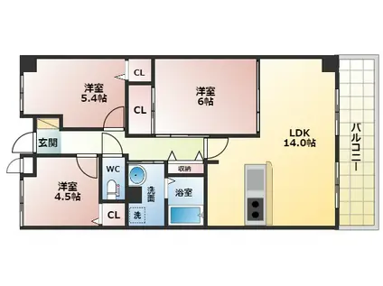 エンブレス(3LDK/4階)の間取り写真