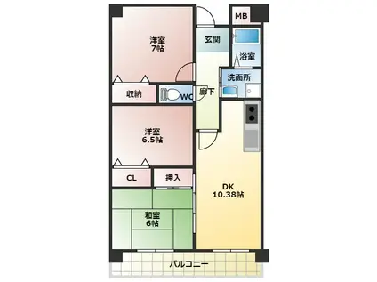 ウエストインヒルズ(3LDK/5階)の間取り写真