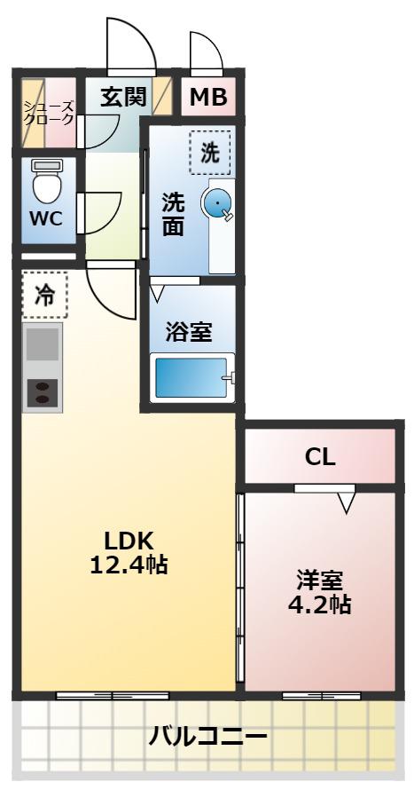 レジデンス喜志(1LDK/5階)の間取り写真