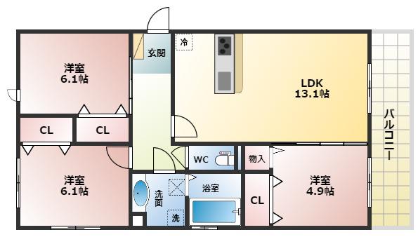 VENTVERT小金台(3LDK/2階)の間取り写真