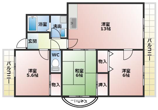 メゾンアザレア(3LDK/5階)の間取り写真