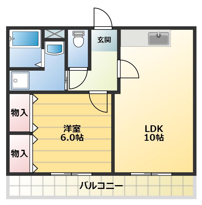 パルコート(1LDK/2階)の間取り写真