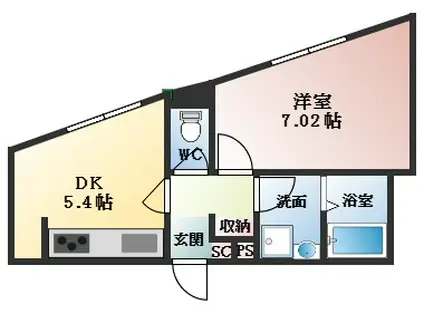 ハイツまほろば(1DK/2階)の間取り写真