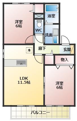 プレミール(2LDK/1階)の間取り写真