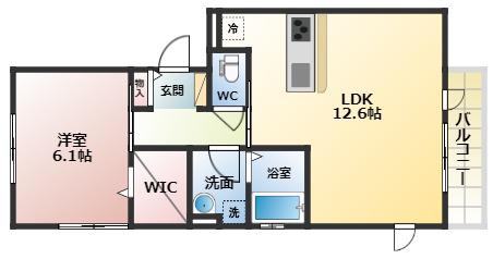 レフィナードKHY I棟(1LDK/3階)の間取り写真