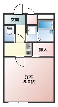近鉄長野線 富田林駅 徒歩7分 2階建 築16年(1K/2階)の間取り写真