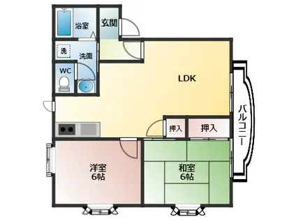 コーポラス辻元(2LDK/1階)の間取り写真