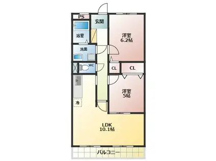 VOGEL(2LDK/1階)の間取り写真