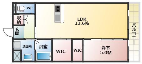 PARTIRE(1LDK/1階)の間取り写真