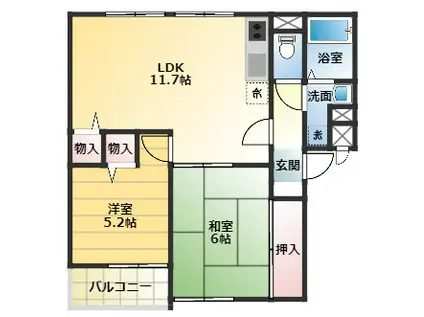 ラフォーレ北花田(2LDK/2階)の間取り写真