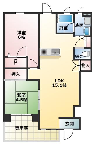四季の彩(2LDK/1階)の間取り写真
